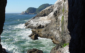 Nature, Water, Sea, Waves, Rocks, Shadow, Gorge HD wallpaper