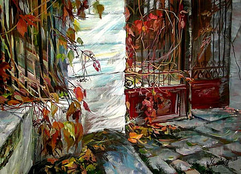 Frantsuzova Olga. Somewhere out there ..., door, art, painting, frantsuzova olga HD wallpaper