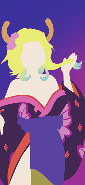 Minimalist Lucoa in a kimono from Miss Kobayashi's Dragon Maid, kimono, Anime, Miss Kobayashi's Dragon Maid HD phone wallpaper
