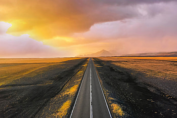 Black Asphalt Road During Sunset , road, sunset, nature, sky, graphy HD wallpaper