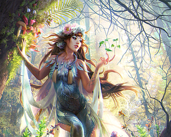 Forest spirit, janaschi, fantasy, art, game, girl, luminos, woman HD wallpaper