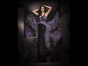 Black and mauve long dress, fashion, black, mauve, dress HD wallpaper