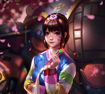 Beautiful D.VA, online game, fan art HD wallpaper