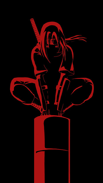 Itachi Uchiha , Naruto, AMOLED, Black Background, , Black Dark, Itachi Red HD phone wallpaper
