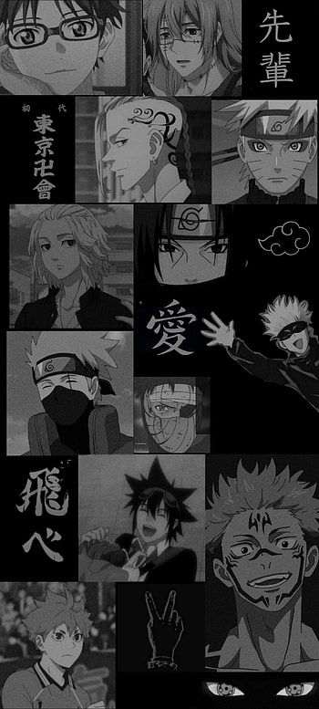 Anime Aesthetic, naruto, tokyo_revengers, Anime_aesthetic, Anime_collage, jjk, Black, Collage, full_screen HD phone wallpaper