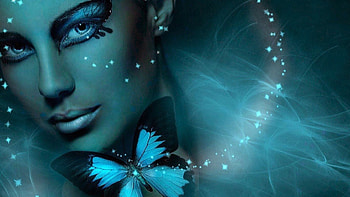 Artistic Women, blue, women, fly, butter HD wallpaper