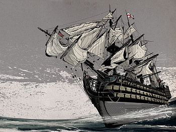 Art, Sea, Sails, Sail, Ship, English Ship HD wallpaper