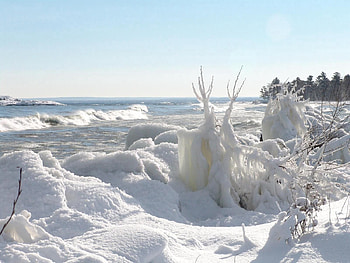 Winter, Nature, Ice, Waves, Snow, Shore, Bank, Ocean HD wallpaper