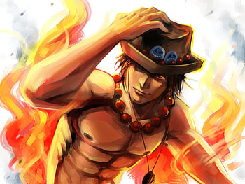 Ace, sexy, one pice, pirate, flame, muscles, anime, fire, hat HD wallpaper