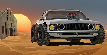 Classic Car In Desert , classic-cars, cars, artist, artwork, digital-art, artstation HD wallpaper