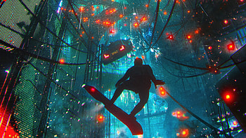 Cyberpunk Skyglider , scifi, cyberpunk, artist, artwork, digital-art HD wallpaper