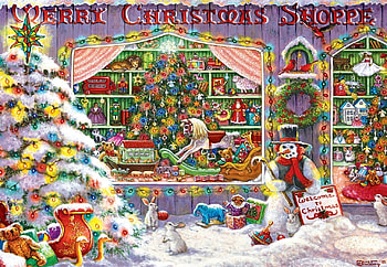 The Christmas Shop, snowman, shop, christmas, lights, trees, decorations HD wallpaper