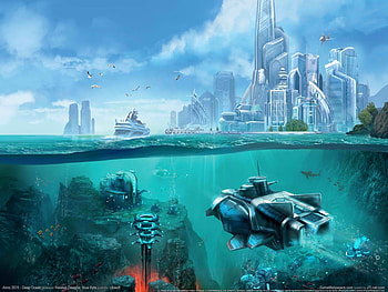 Landscape, Cities, Fantasy, Sea HD wallpaper