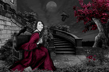 •ღ✿ღ•, gothic, dark lady, fantasy, art HD wallpaper