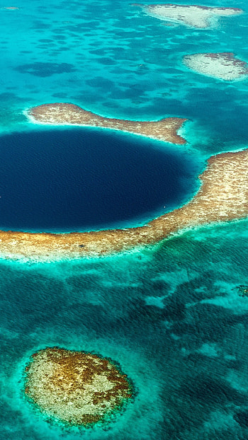 Great Blue Hole, Belize, Helicopter, Barrier reef HD phone wallpaper