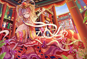 ~Luo Tianyi~, japanese clothes, colorful, instrument, anime, luo tianyi, beautiful, vocaloid, long hair HD wallpaper