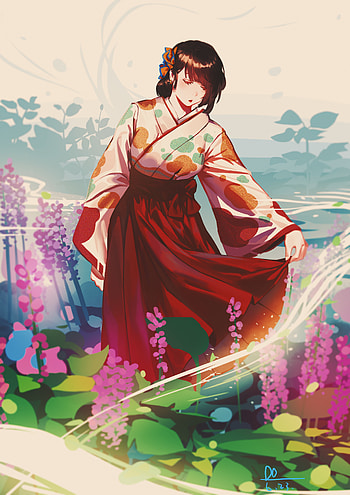 Anime, Art, Sight, Opinion, Girl, Japan, Kimono HD phone wallpaper