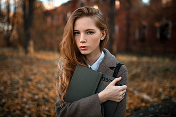Russian model, girl with book, outdoor HD wallpaper