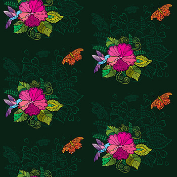 Birds, Flowers, Humming-Birds, Patterns, Vector HD phone wallpaper