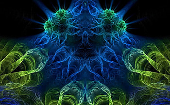 Green and blue, colors, fractal HD wallpaper