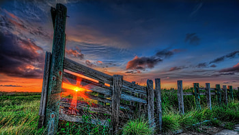 magnificent sunset through an old fence r, rays, old, fence, r, grass, sunset HD wallpaper
