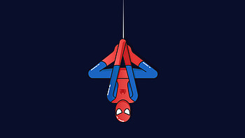 Spiderman Hanging Down Minimal , spiderman, superheroes, minimalism, minimalist, artist, artwork, digital-art HD wallpaper