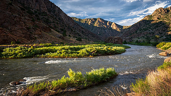 Arkansas River, Colorado, mountauns, clouds, landscape, trees, sky, rocks, usa HD wallpaper