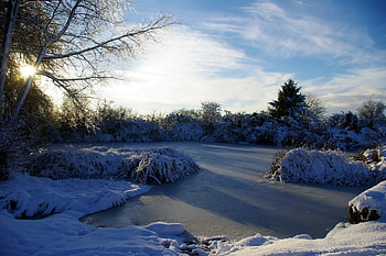 Winter, Nature, Sky, Ice, Lake, Shine, Light, France, Morning, Frost, Hoarfrost HD wallpaper