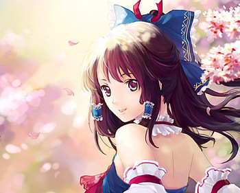 Hakurei Reimu, nice, petals, flower, happy, female, blossom, sexy, sweet, smile, ribbon, gorgeous, hot, girl, anime girl, anime, pretty, brown hair, touhou, sakura blossom, lovely, akura, sublime, m, cute, floral, long hair, beauty, cherry blossom, divine, beautiful, elegant, sakura, love, reimu HD wallpaper
