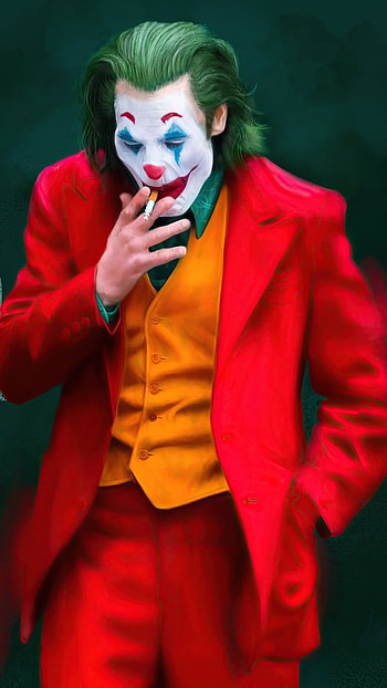 Joker Smoking, Red Suit, Costume HD phone wallpaper