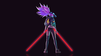 Akali, KDA, girl with lightbars, minimal HD wallpaper