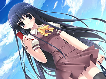 Anime cute girl, mobile, uniform, school girl, long hair HD wallpaper