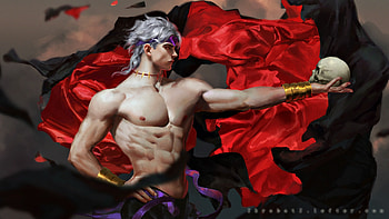 Dio Brando, black, art, man, skull, hand, krabat, anime, fantasy, red, luminos, manga HD wallpaper
