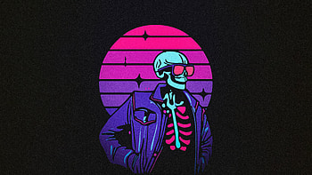 Synthwave Skull Vibe , artist, artwork, art, digital-art, synthwave HD wallpaper