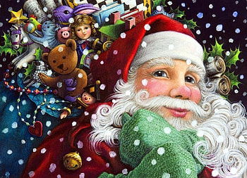 Busy at Christmas, artwork, Santa, painting, snow, gifts HD wallpaper