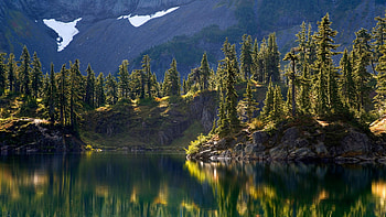 Hayes Lake, Early Autumn, beauty, mountain, lake, season, reflection, snow, trees, autumn, nature HD wallpaper
