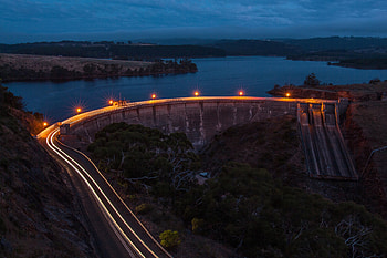 Dam-Road, Road, sky, Sunset, Dam HD wallpaper