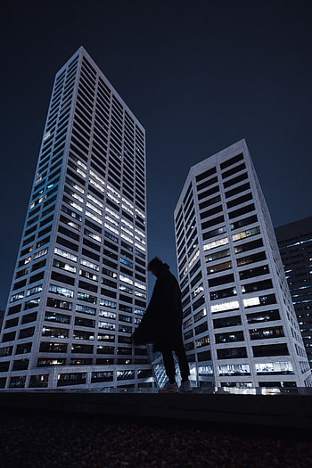 Building, Dark, Silhouette, Skyscrapers, Roof HD phone wallpaper