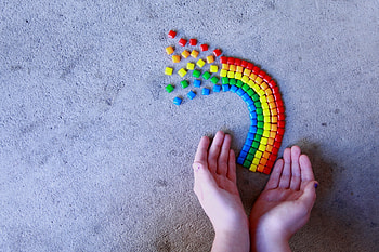 Rainbow, Miscellanea, Miscellaneous, Structure, Hands, Mood, Cubes HD wallpaper