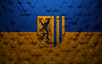 Flag of Leipzig, honeycomb art, Leipzig hexagons flag, Leipzig, 3d hexagons art, Leipzig flag HD wallpaper