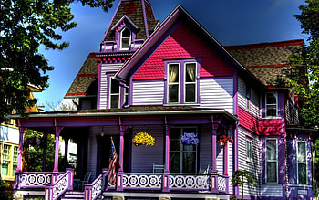 Unusual Purple House, purple house, architecture, houses, unusual house HD wallpaper