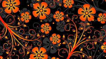 Orange Grey Flowers Texture Art Pattern Abstraction Abstract HD wallpaper