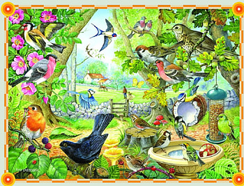 YARD BIRDS, PUZZLE, YARD, BIRDS, BACK, FEEDING HD wallpaper