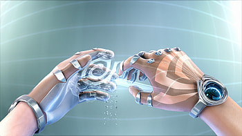 Clock, 3D, Futurism, Design, Hands, Cyborg HD wallpaper