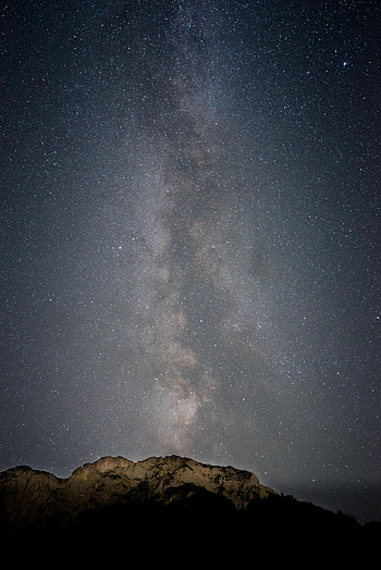 Night, Mountain, Dark, Starry Sky HD phone wallpaper