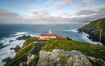 Lighthouse in Spain, sea, lighthouse, Spain, coast HD wallpaper