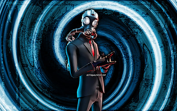 Chaos Agent, blue grunge background, Fortnite, vortex, Fortnite characters, Chaos Agent Skin, Fortnite Battle Royale, Chaos Agent Fortnite HD wallpaper