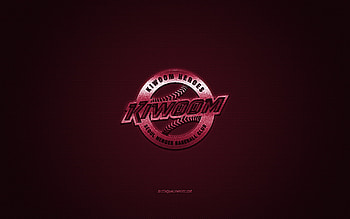 Kiwoom Heroes, South Korean baseball club, KBO League, burgundy logo, burgundy carbon fiber background, baseball, Seoul, South Korea, Kiwoom Heroeslogo HD wallpaper