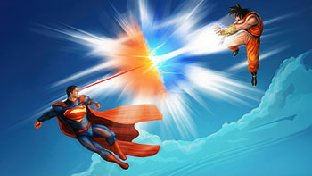 Superman Vs Goku Repulsor Power, superman, goku, superheroes, anime, artwork, art, digital-art, artstation HD wallpaper