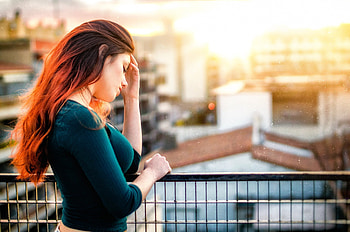 Red Head Model Standing In Balconie, girls, model HD wallpaper